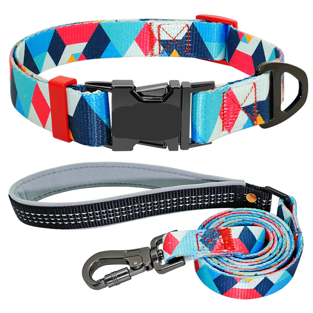 Geometric Print Collar & Leash Set - Pet Pride Tees