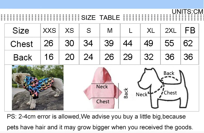 Colorful Letter Print Pet Hoodie