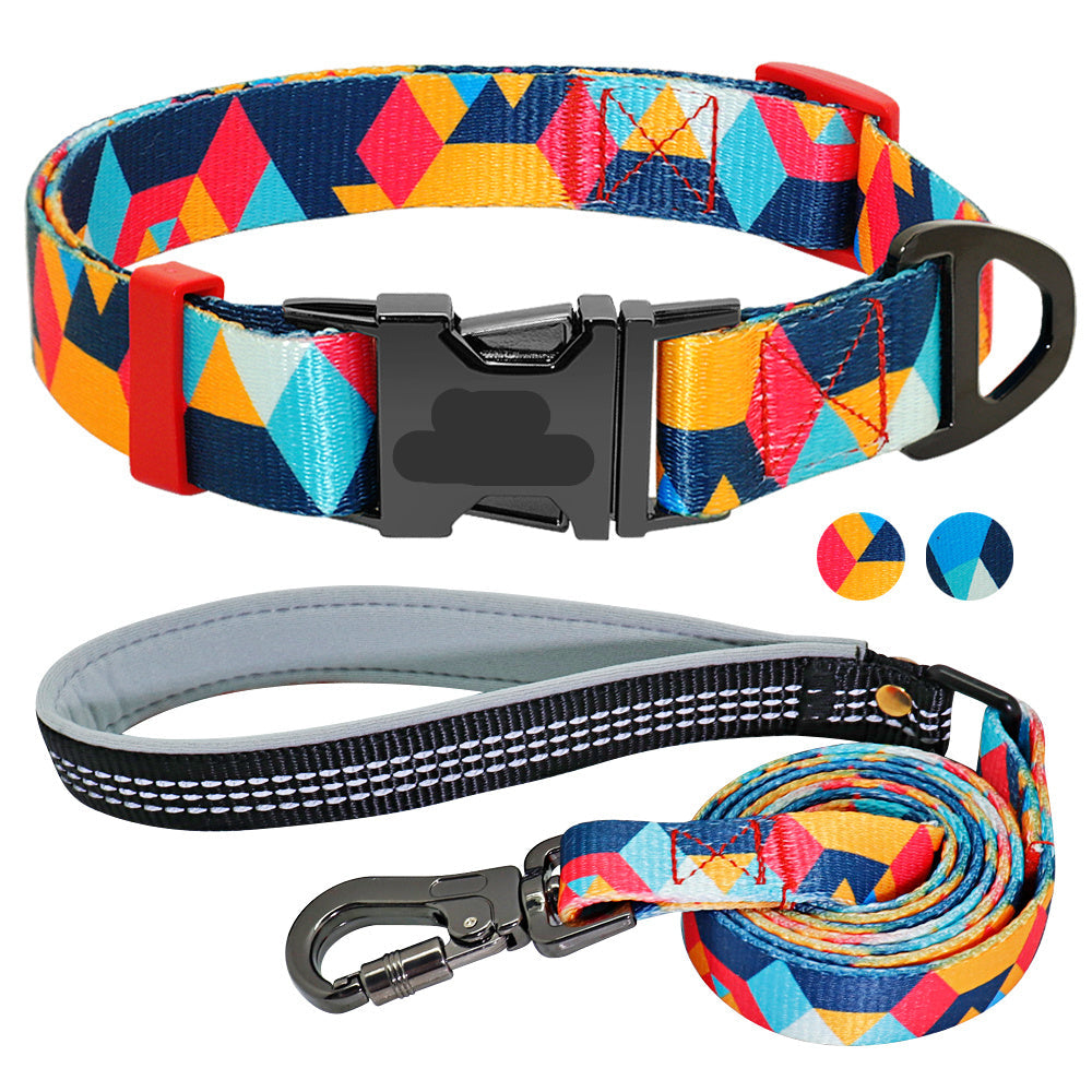 Geometric Print Collar & Leash Set - Pet Pride Tees