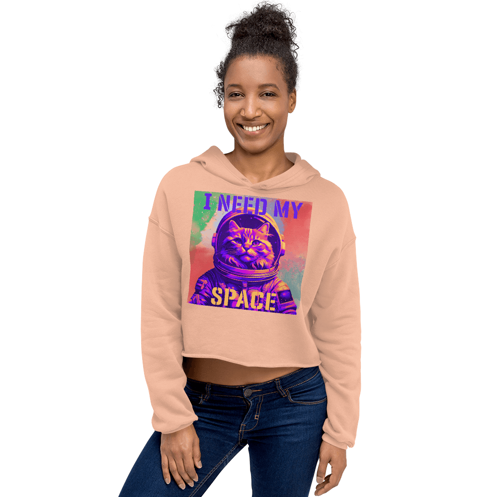 I Need My Space Astronaut Cat Cropped Hoodie - Pet Pride Tees