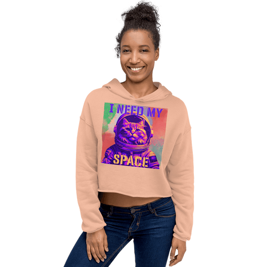 I Need My Space Astronaut Cat Cropped Hoodie - Pet Pride Tees