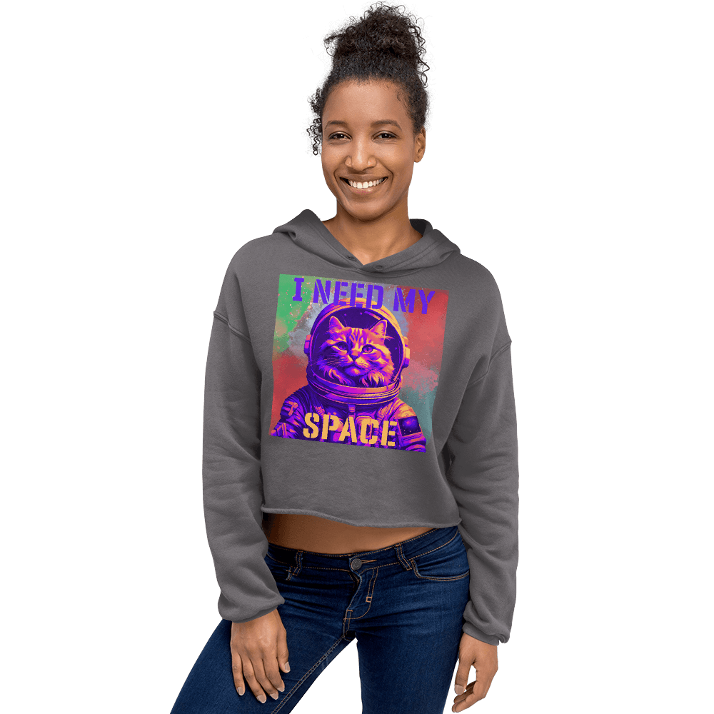 I Need My Space Astronaut Cat Cropped Hoodie - Pet Pride Tees