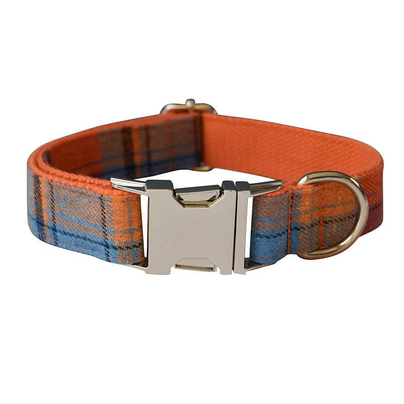 Orange Plaid Velvet Collar, Bow, & Leash Set - Pet Pride Tees