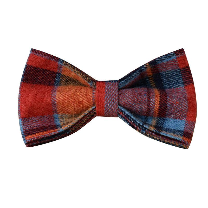 Orange Plaid Velvet Collar, Bow, & Leash Set - Pet Pride Tees