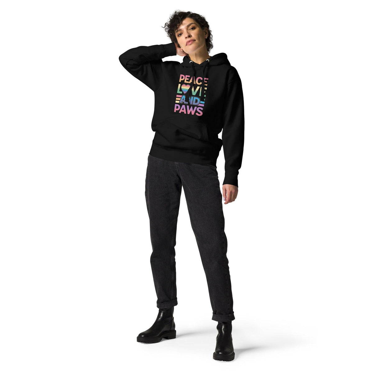 Peace Love Paws Unisex Hoodie – Cozy Fleece Pullover - Pet Pride Tees