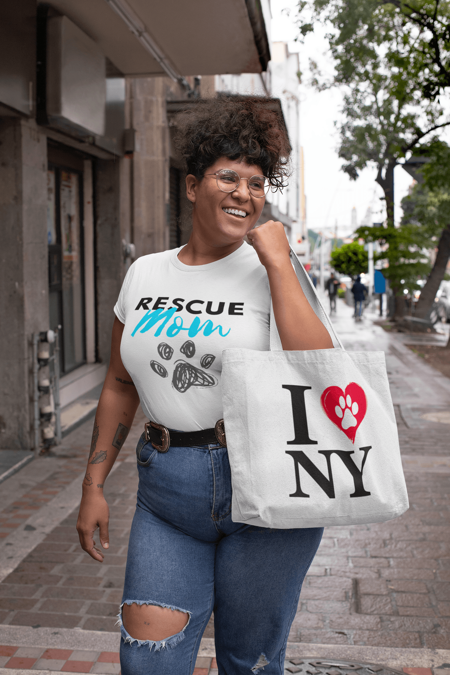 Rescue Mom Crew Neck Tee - Pet Pride Tees