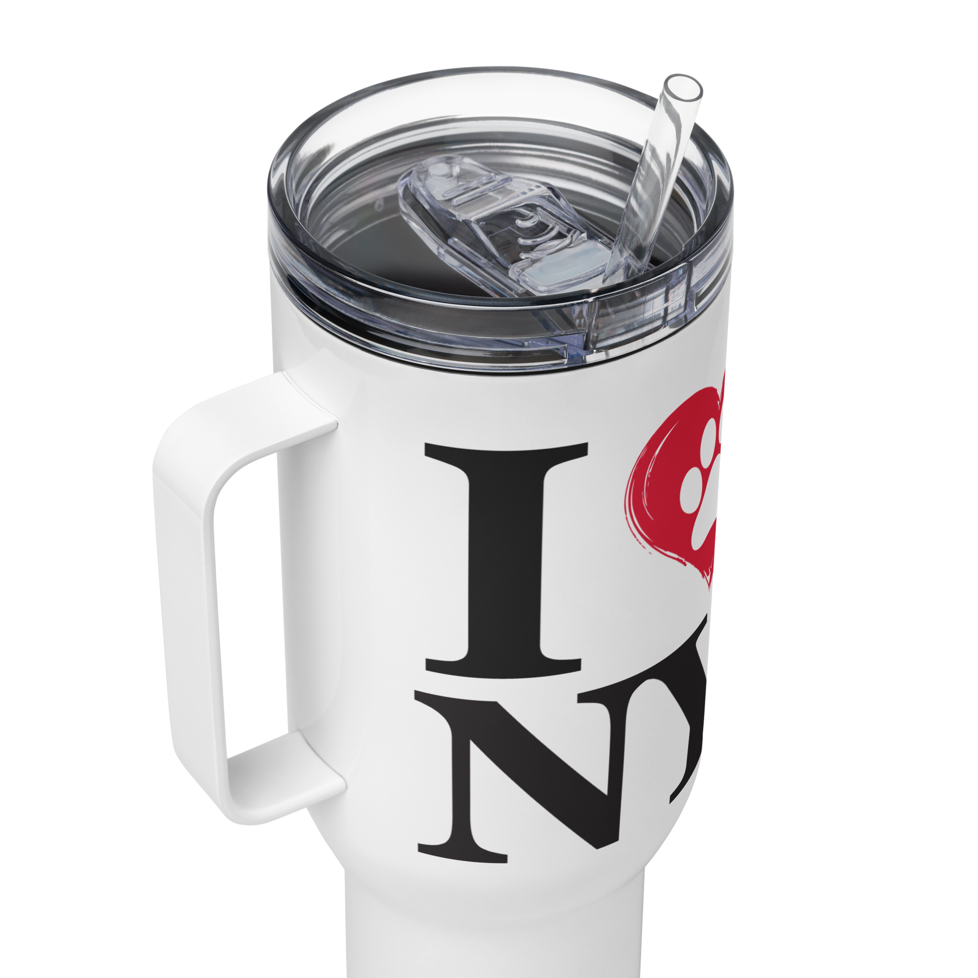 I Love NY Paw in Heart 40oz Travel Mug w/ Handle - Pet Pride Tees