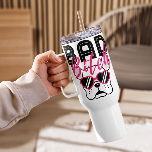Bad Bitch 40oz Travel Mug w/ Handle - Pet Pride Tees