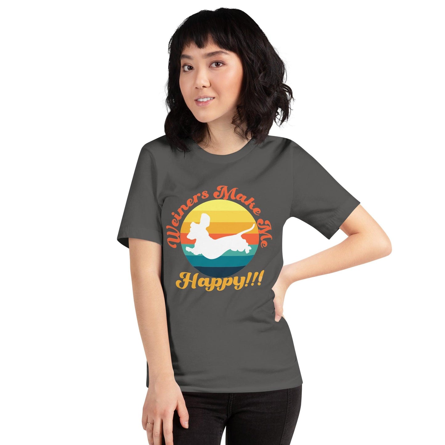 Weiners Make Me Happy Crew Neck T-Shirt - Pet Pride Tees