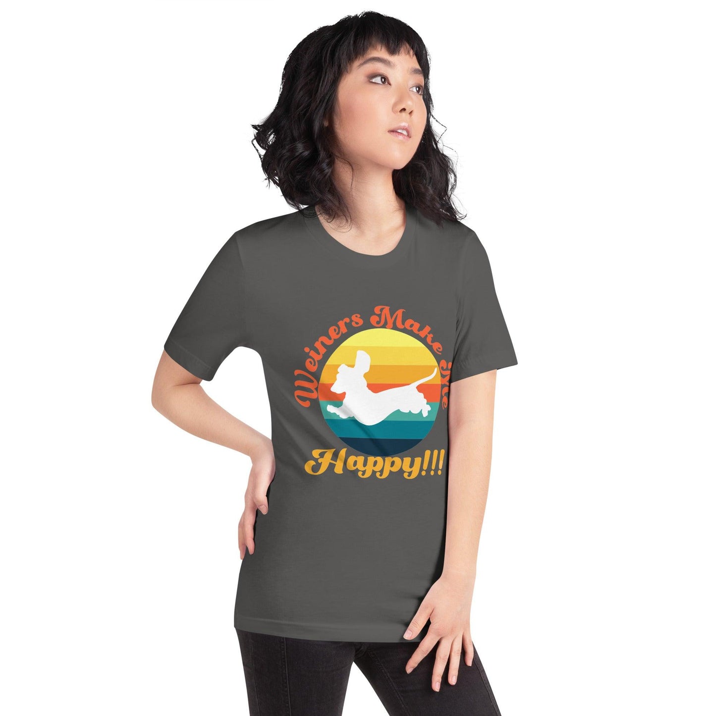Weiners Make Me Happy Crew Neck T-Shirt - Pet Pride Tees
