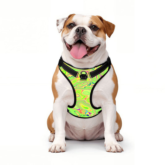 Trippy Lime Swirl Pet Harness and Leash Set – Reflective & Breathable - Pet Pride Tees