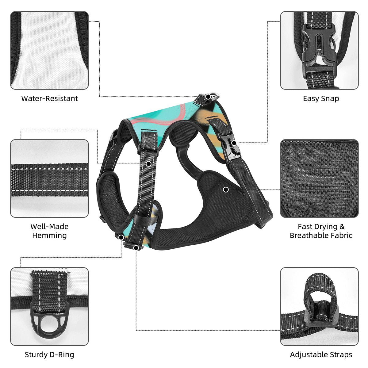 Graffiti Pet Harness And Leash Set – Reflective & Breathable