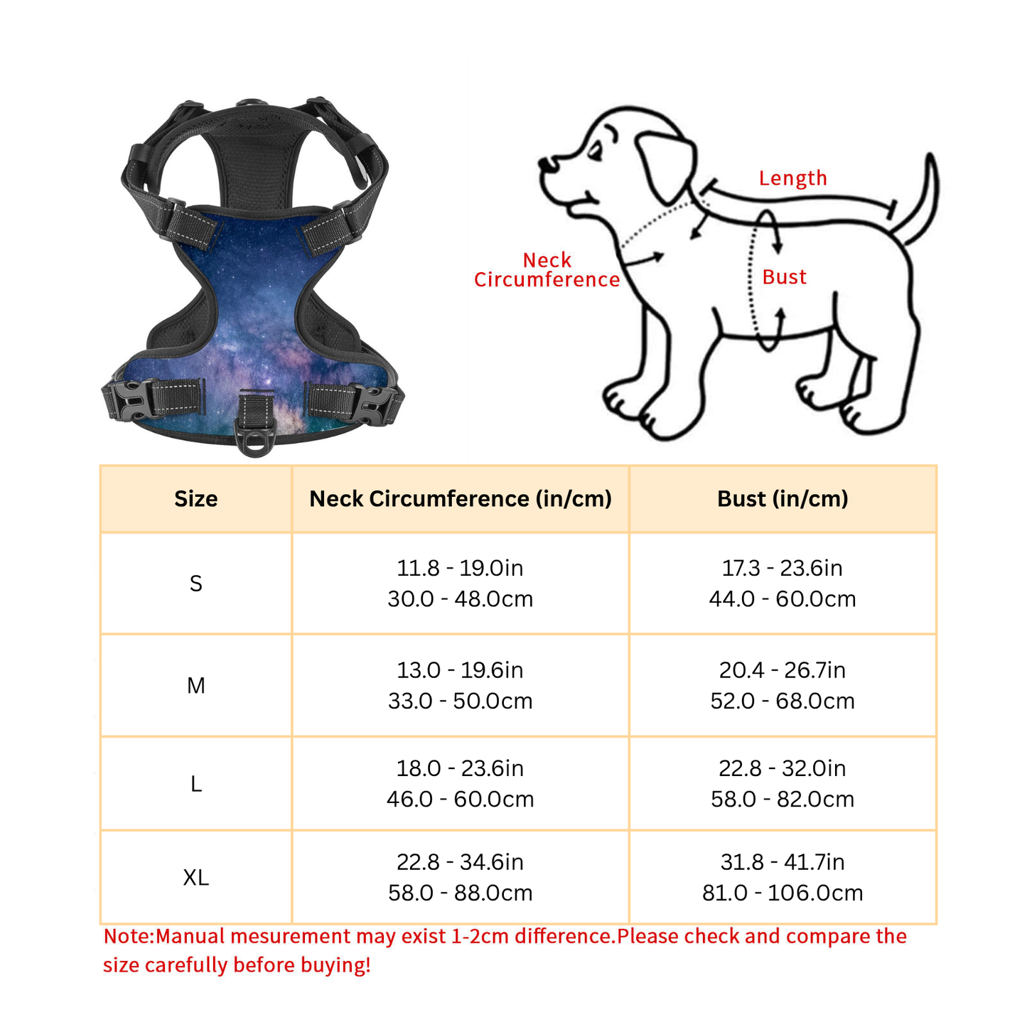 Deep Space Pet Harness and Leash Set - Reflective & Breathable