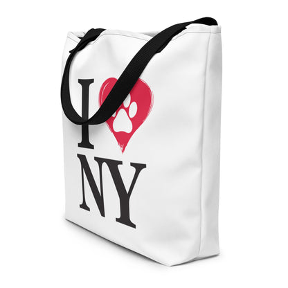 I Love NY Paw Heart Large Tote Bag - Durable & Spacious - Pet Pride Tees