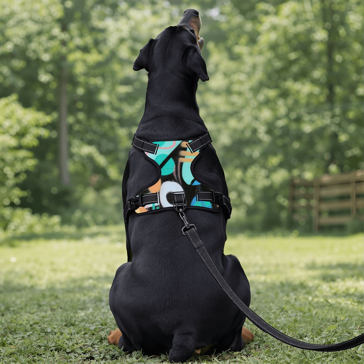 Graffiti Pet Harness And Leash Set – Reflective & Breathable
