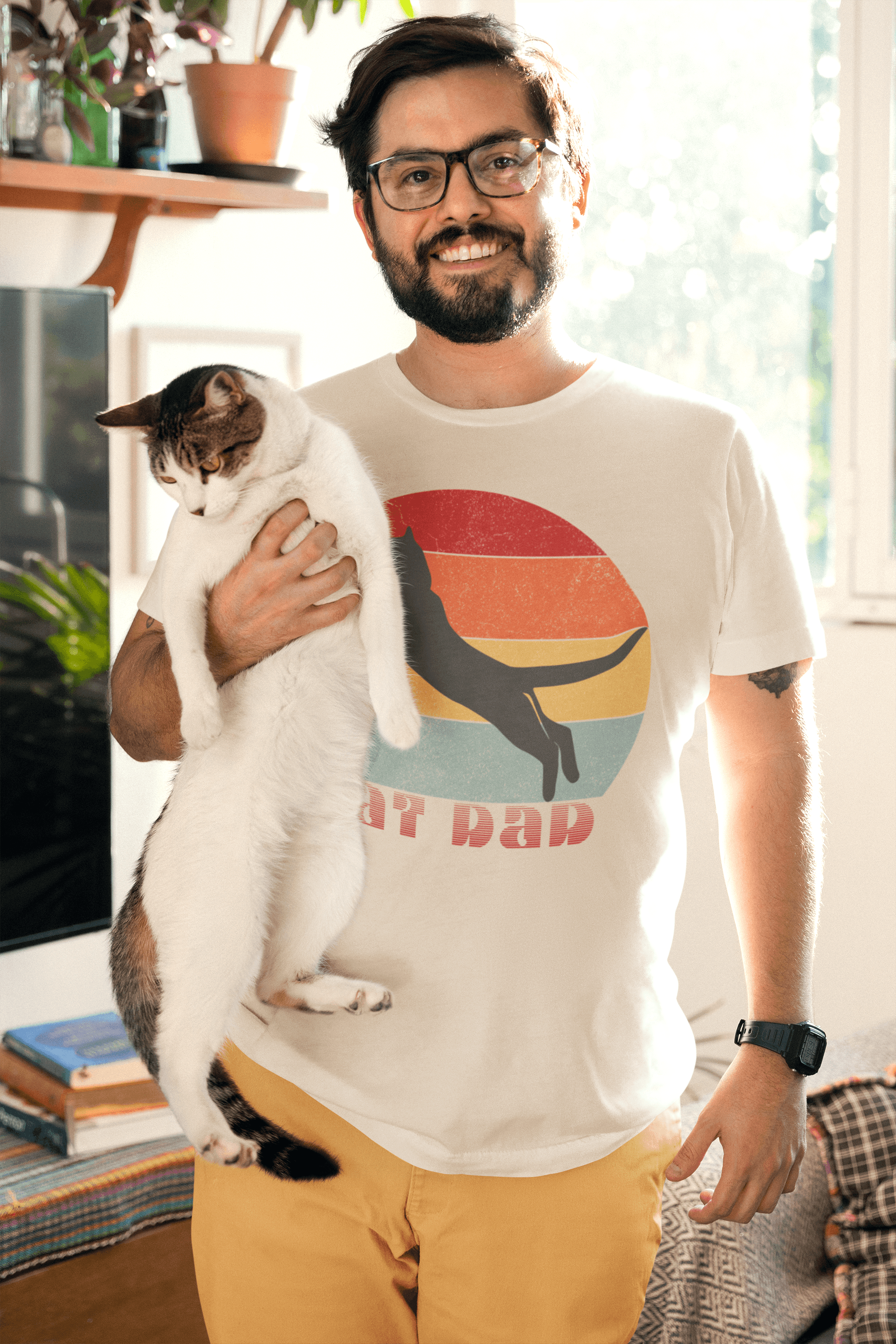 Cat Dad Crew Neck T-Shirt - Pet Pride Tees