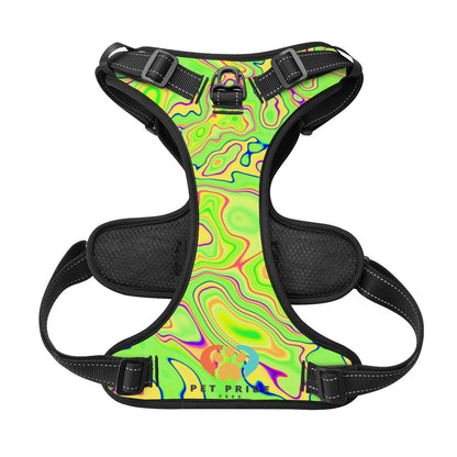 Trippy Lime Swirl Pet Harness and Leash Set – Reflective & Breathable