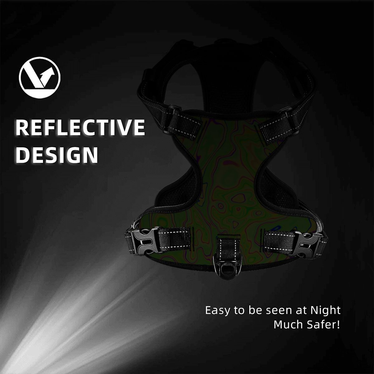 Trippy Lime Swirl Pet Harness and Leash Set – Reflective & Breathable