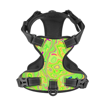 Trippy Lime Swirl Pet Harness and Leash Set – Reflective & Breathable