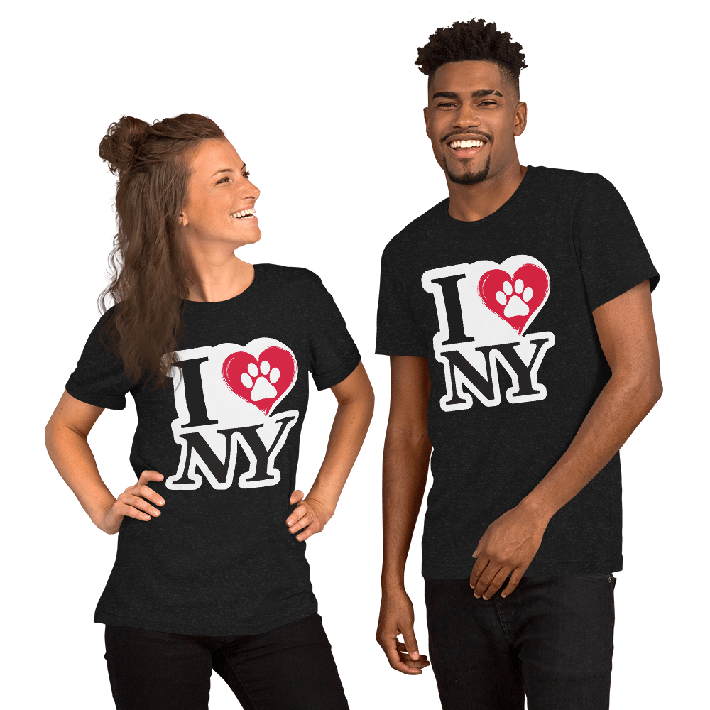I Love NY Paw Heart Crew Neck T-Shirt - Pet Pride Tees