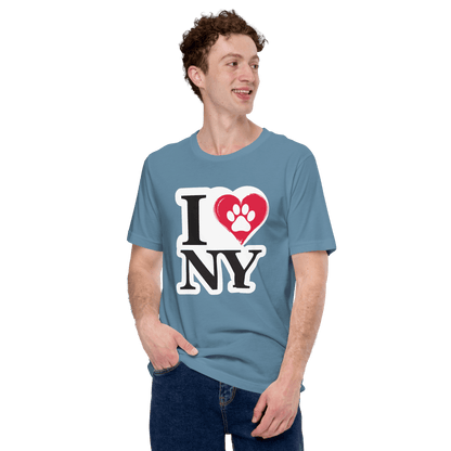 I Love NY Paw Heart Crew Neck T-Shirt - Pet Pride Tees