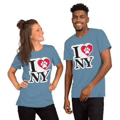 I Love NY Paw Heart Crew Neck T-Shirt - Pet Pride Tees