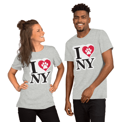 I Love NY Paw Heart Crew Neck T-Shirt - Pet Pride Tees