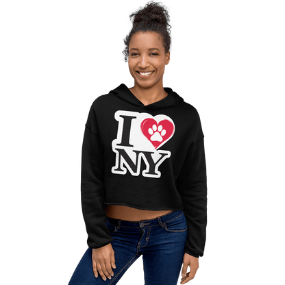 I Love NY Paw Heart Cropped Hoodie - Pet Pride Tees