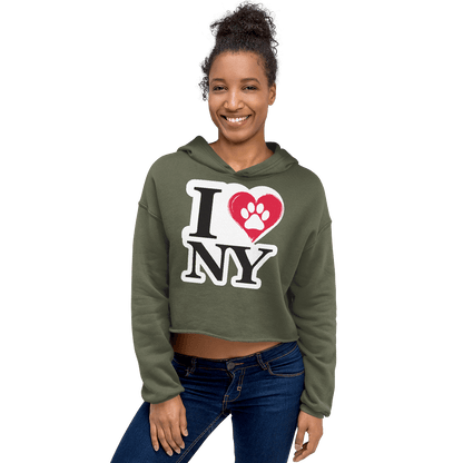 I Love NY Paw Heart Cropped Hoodie - Pet Pride Tees