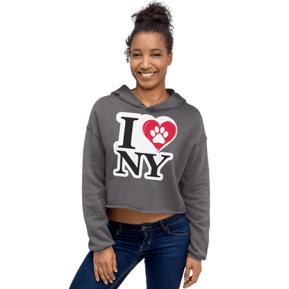 I Love NY Paw Heart Cropped Hoodie - Pet Pride Tees