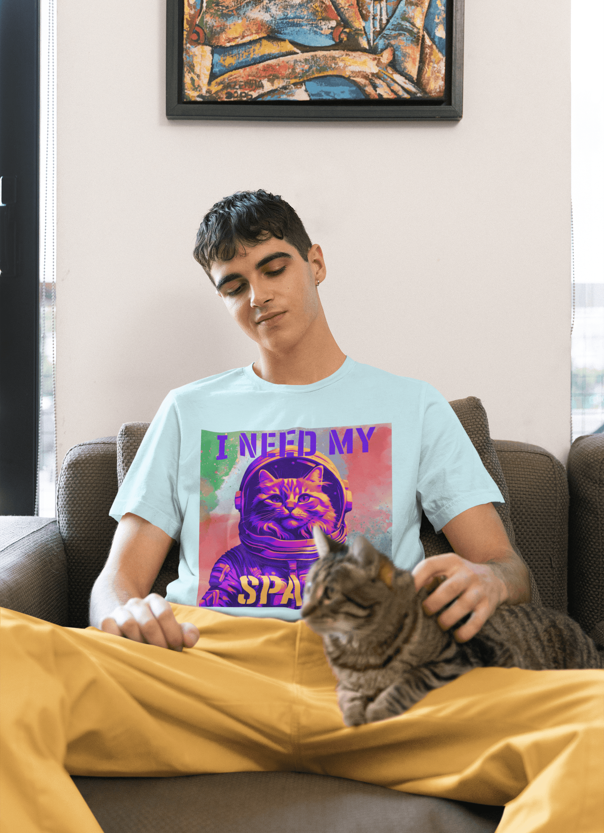 I Need My Space Astronaut Cat Crew Neck Tee - Pet Pride Tees
