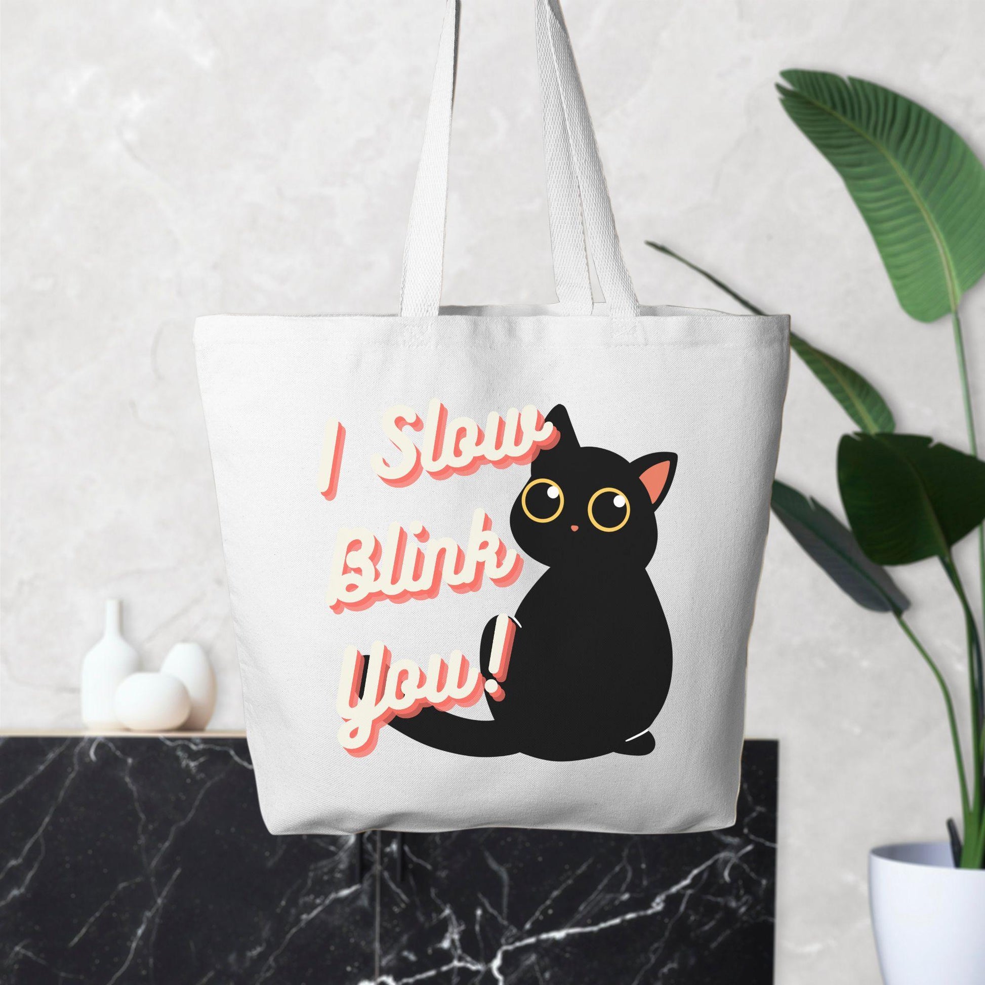 I Slow Blink You! Oversized Cotton Canvas Tote Bag - Pet Pride Tees