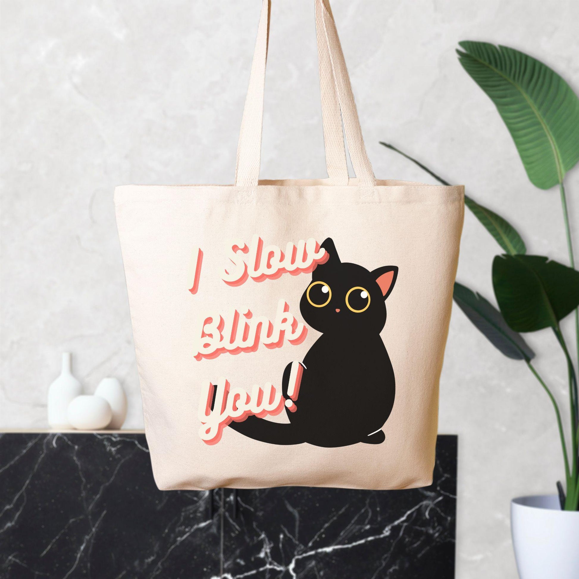 I Slow Blink You! Oversized Cotton Canvas Tote Bag - Pet Pride Tees