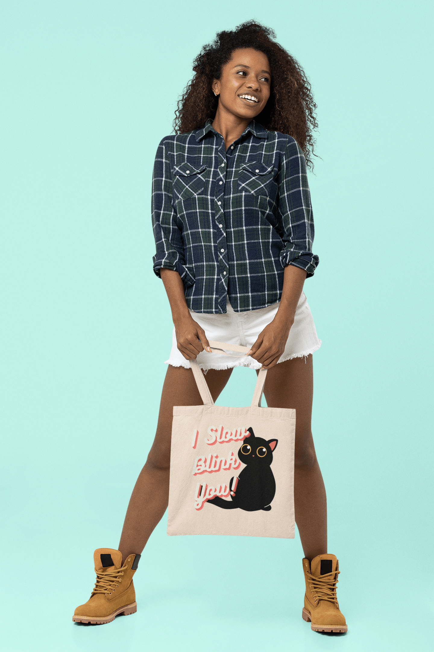 I Slow Blink You! Oversized Cotton Canvas Tote Bag - Pet Pride Tees