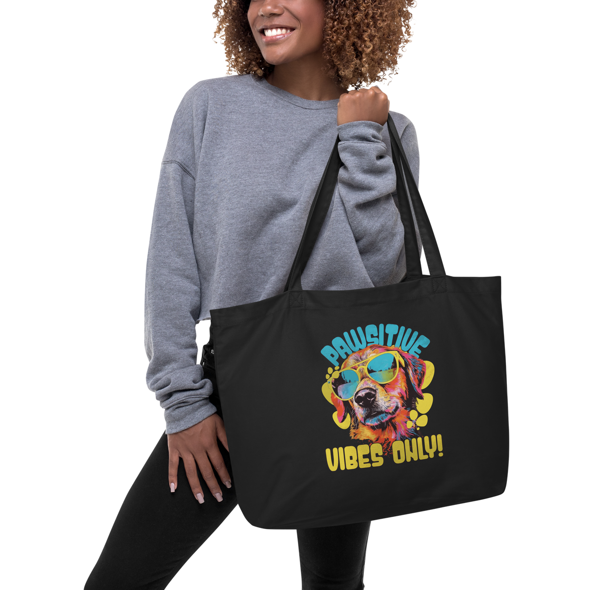 Pawsitive Vibes Only! Organic Cotton Tote Bag – Large & Durable - Pet Pride Tees