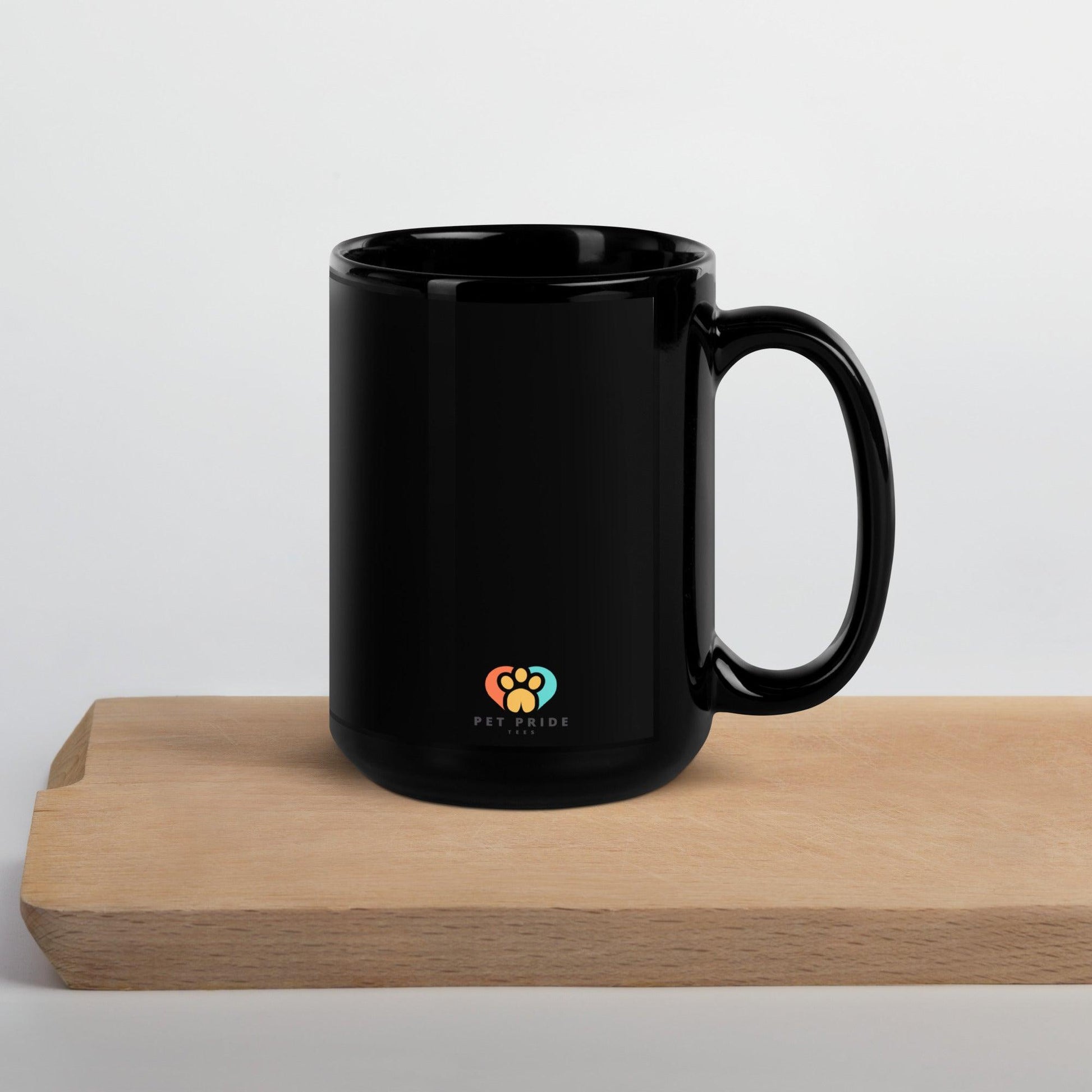 Peace, Love, and Paws Black Glossy Mug - Pet Pride Tees