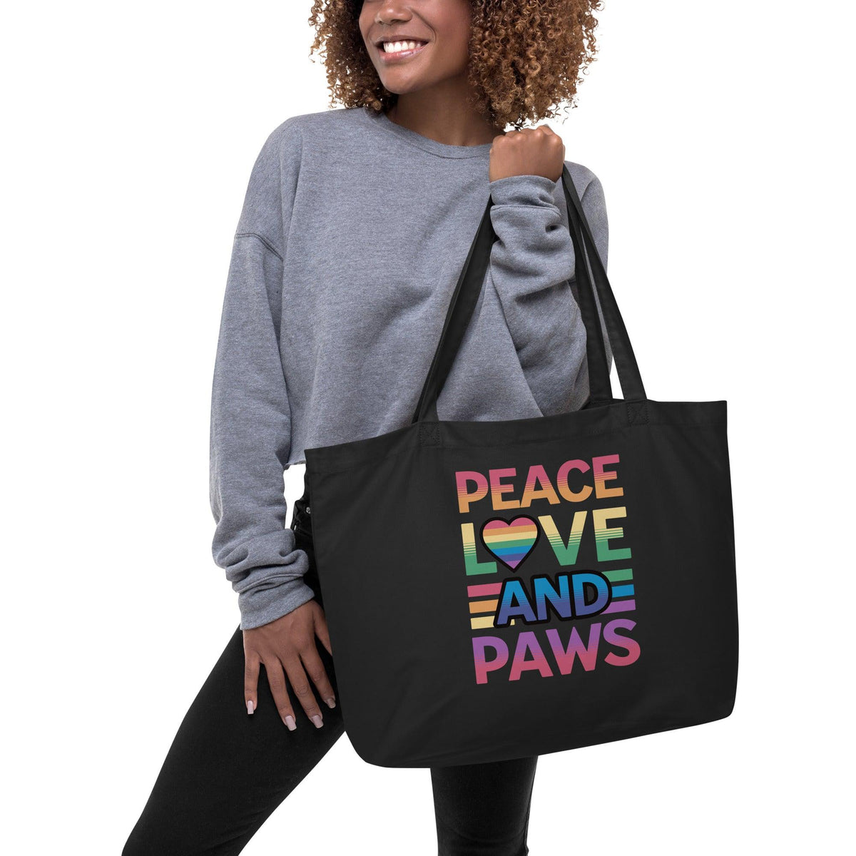 Peace, Love, and Paws Organic Cotton Tote Bag – Large & Durable - Pet Pride Tees