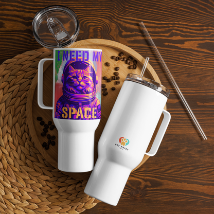 I Need My Space Astronaut Cat Travel Mug w/ Handle - 40oz - Pet Pride Tees
