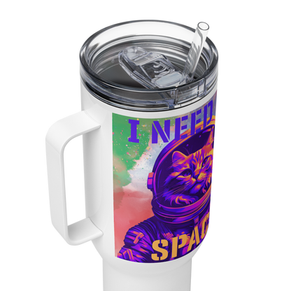 I Need My Space Astronaut Cat Travel Mug w/ Handle - 40oz - Pet Pride Tees