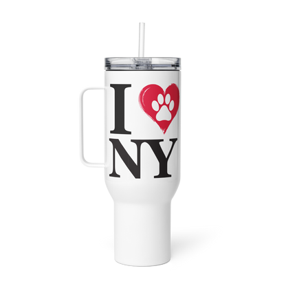 I Love NY Paw Heart Travel Mug w/Handle - 40oz - Pet Pride Tees