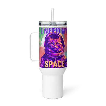 I Need My Space Astronaut Cat Travel Mug w/ Handle - 40oz - Pet Pride Tees