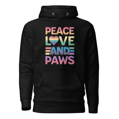 Peace Love Paws Unisex Hoodie – Cozy Fleece Pullover - Pet Pride Tees