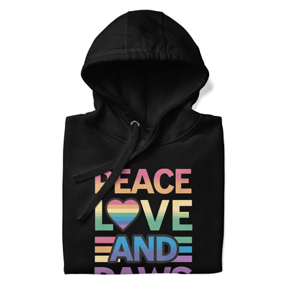 Peace Love Paws Unisex Hoodie – Cozy Fleece Pullover - Pet Pride Tees