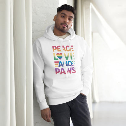 Peace Love Paws Unisex Hoodie – Cozy Fleece Pullover - Pet Pride Tees