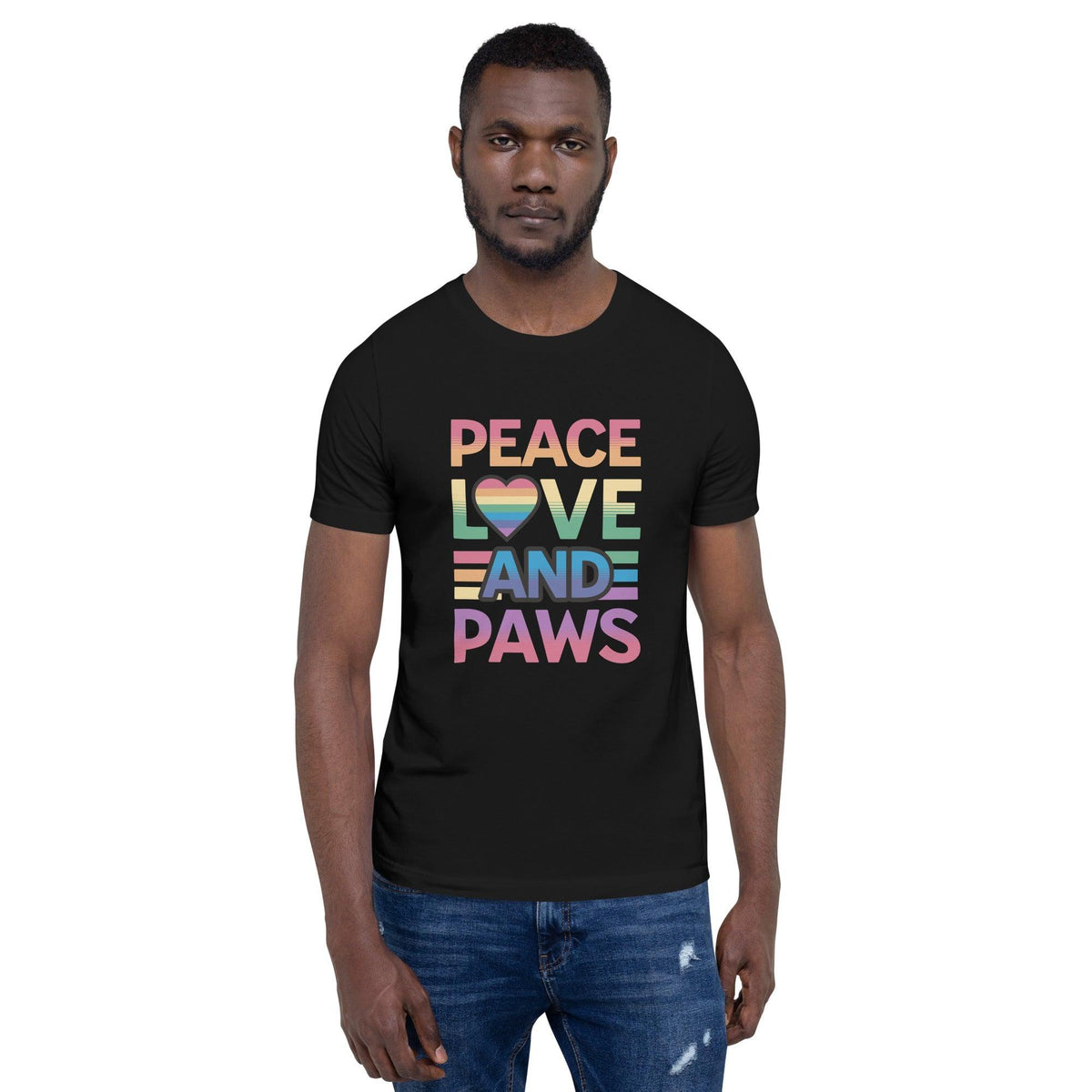 Peace, Love, and Paws Crew Neck T-Shirt - Pet Pride Tees