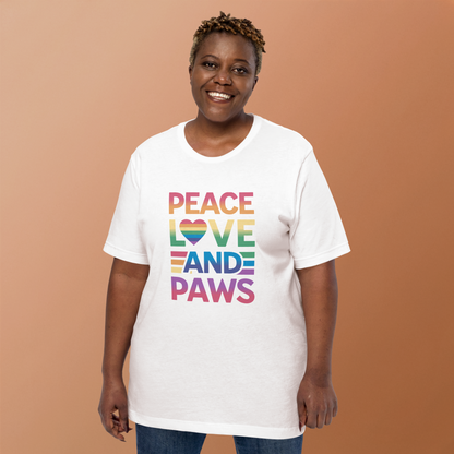 Peace, Love, and Paws Crew Neck T-Shirt - Pet Pride Tees