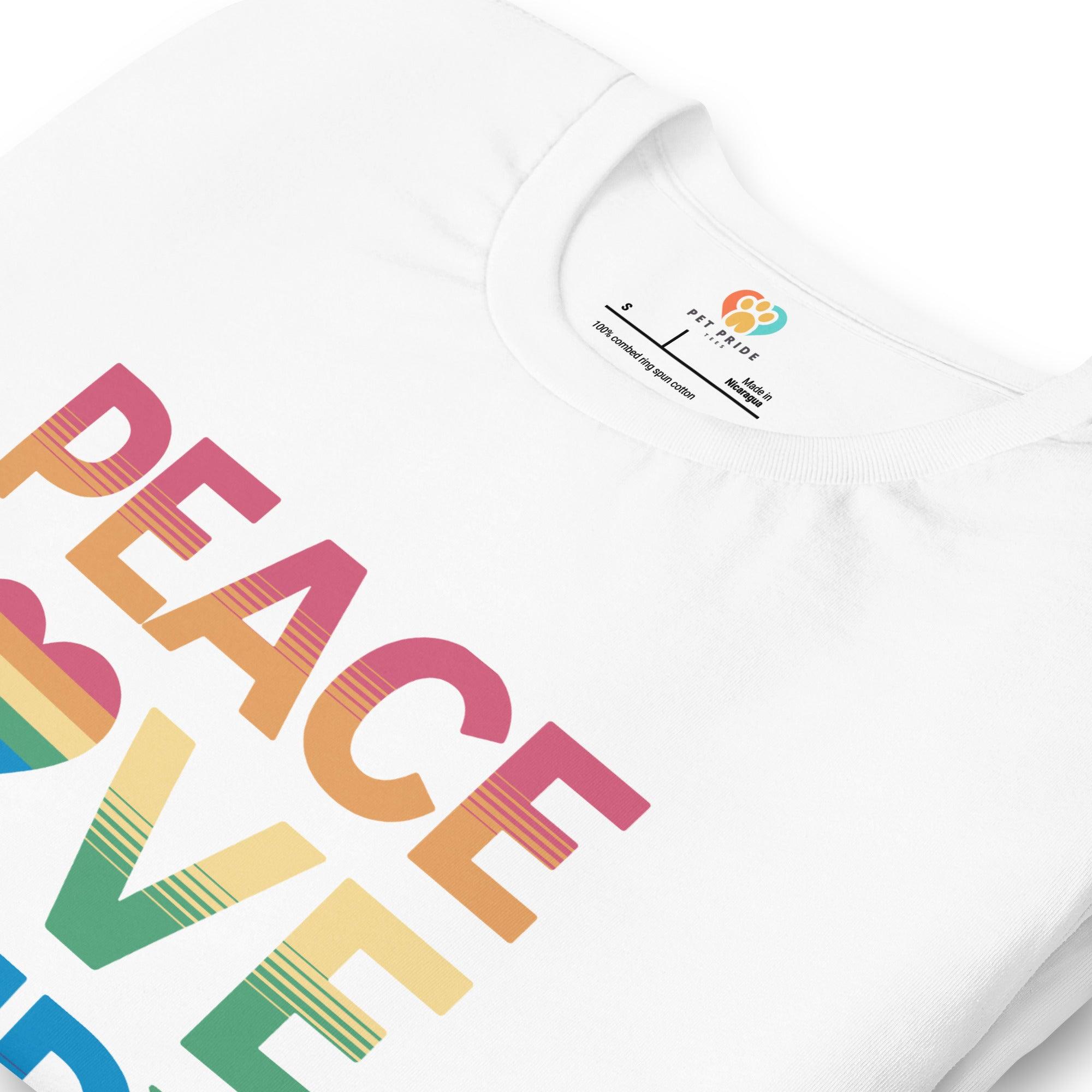 Peace, Love, and Paws Crew Neck T-Shirt - Pet Pride Tees