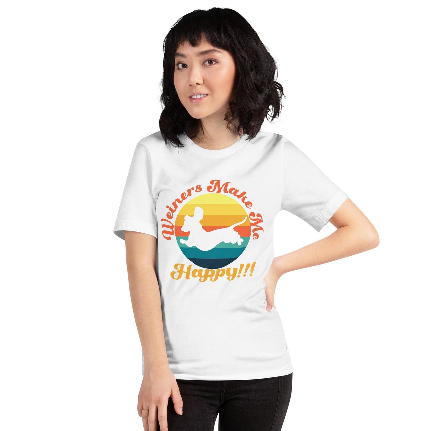 Weiners Make Me Happy Crew Neck T-Shirt - Pet Pride Tees