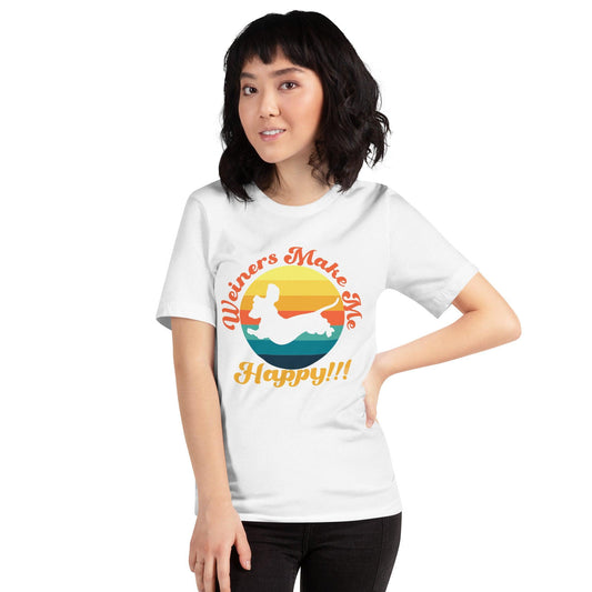 Weiners Make Me Happy Crew Neck T-Shirt - Pet Pride Tees