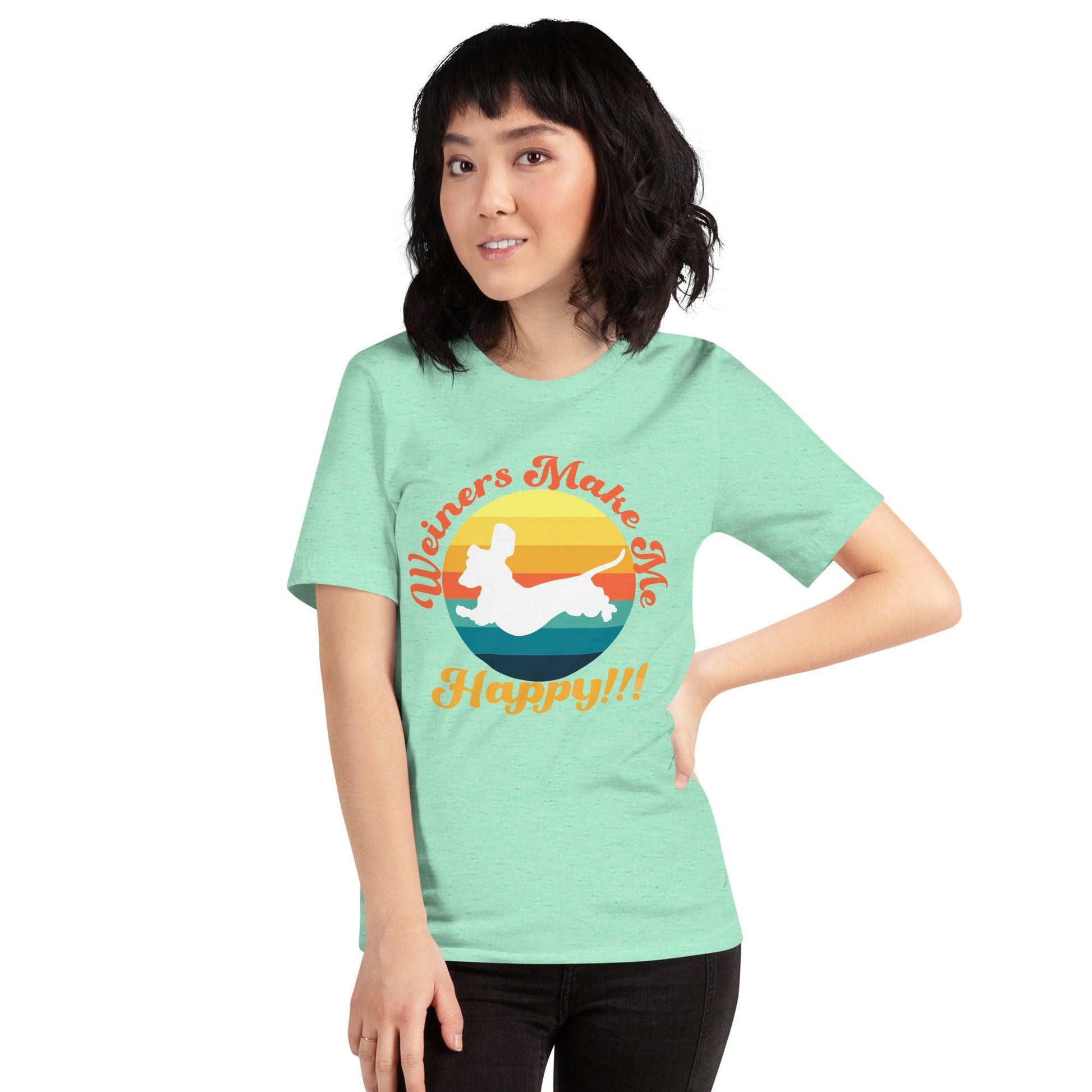 Weiners Make Me Happy Crew Neck T-Shirt - Pet Pride Tees